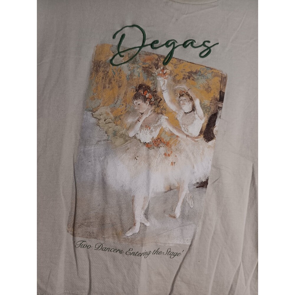 Organic Collection Large Cropped Degas Ballerina Tan Tee Shirt Art Graphic